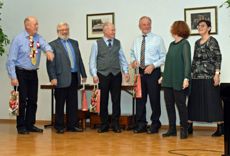 Franz Maier, Wolfgang Doster, Hugo Escher und Heinz Escher fr die Arbeit am und ums Sngerheim